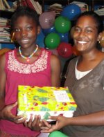 Cheron Rose Hardy the Founder of Hope Haven Orphanage in Cap Haitian distributing the Make Jesus Smile shoeboxes