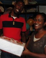 Cheron Rose Hardy the Founder of Hope Haven Orphanage in Cap Haitian distributing the Make Jesus Smile shoeboxes