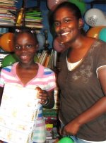 Cheron Rose Hardy the Founder of Hope Haven Orphanage in Cap Haitian distributing the Make Jesus Smile shoeboxes
