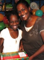 Cheron Rose Hardy the Founder of Hope Haven Orphanage in Cap Haitian distributing the Make Jesus Smile shoeboxes