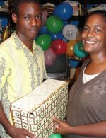 Cheron Rose Hardy the Founder of Hope Haven Orphanage in Cap Haitian distributing the Make Jesus Smile shoeboxes