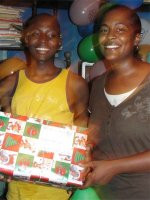 Cheron Rose Hardy the Founder of Hope Haven Orphanage in Cap Haitian distributing the Make Jesus Smile shoeboxes