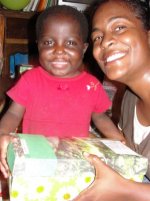 Cheron Rose Hardy the Founder of Hope Haven Orphanage in Cap Haitian distributing the Make Jesus Smile shoeboxes