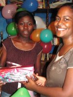Cheron Rose Hardy the Founder of Hope Haven Orphanage in Cap Haitian distributing the Make Jesus Smile shoeboxes