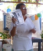 Seen here Jenny Tryhane, from Barbados teaching on hygiene and water safety.