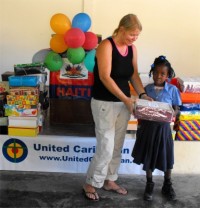 United Caribbean Trust distributed hundreds of Make Jesus Smile shoeboxes to the children of the Heart for Haiti Primary school.
