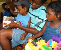 UCT distributing the Make Jesus Smile shoeboxes to Destiny Pre Primary Schools in Dominica thus activating the Child Sponsorship Program.