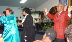 Prophetess Sandra Moore with Apostle John Wilson at  Divine Encounter Fellowship Headquarters Trinidad 