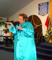 Prophetess Sandra Moore at  Divine Encounter Fellowship Headquarters Trinidad 