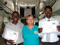 Seen here with her translator and UCT Haiti representative Pastor Pierre Bannes Laurore our UCT Haiti representative.