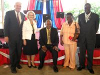 Seen here Apostle James Cooper and his wife Linda Cooper Apostle Mac-Nak Benny in the centre and Apostel Iwan with his wafe Cheryl Flamboyant Park for the ordination of the five fold ministry, where Pastor Iwan was ordained as an Apostle.