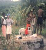 Bathing by the well in Bequia