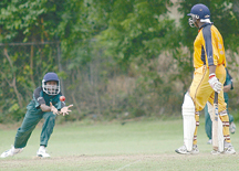 Maple fielder Ricky Waldron catching Dayne Maynard.  at the Sagicar cup cricket competition 2004