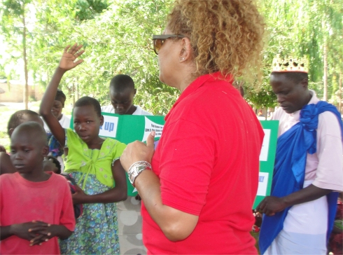 Lisa in Africa sharing the Good News in Children's Evangelism