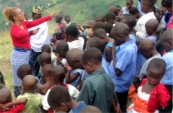 Lisa child evangelism on the mountain at Nyangrongo Full Gospel church