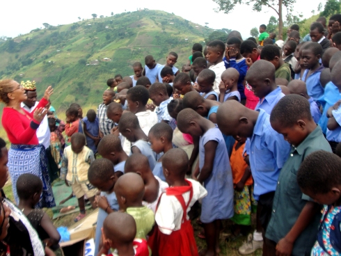 Lisa child evangelism on the mountain at Nyangrongo Full Gospel church