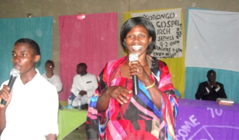 Jenny teaching at Nyangrongo Full Gospel Pastors seminar child evangelism and Moringa Community Project training