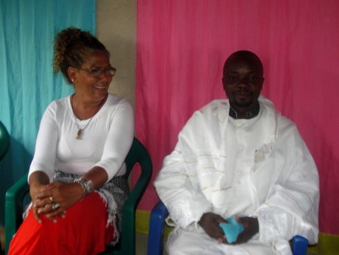Rev Abrahams commissioning with Lisa at Nyangrongo Full Gospel Pastors seminar child evangelism and Moringa Community Project training