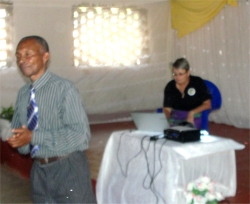 Jenny seen here with Pastor Sam at the Karunga ATBS Malawi Pastors seminar