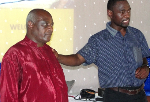 Bishop Samson and Bishop David at Karunga ATBS Malawi's Pastor seminar child evangelism and Moringa Community Project training