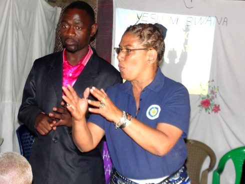 Lisa in Africa with Bishop David Akondowi