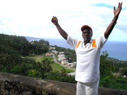 Brother Graham at St John's Church, an ancient classic Gothic church situated on a cliff overlooking the beautiful, rugged coastline of the east coast.