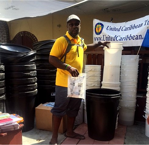 Haiti Mission trip Jeremie Methodist church water filter distribution to help survivors of Hurricane Matthew in Haiti with Sawyer filtered clean water as fears of an increase in cholera cases grow