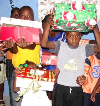 The Rock church receive their Make Jesus Smile shoeboxes