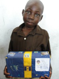 The children of St Marc receiving their Make Jesus Smile shoeboxes. 