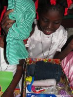 Torbeck Wesleyan church children receive their Make Jesus Smile shoeboxes