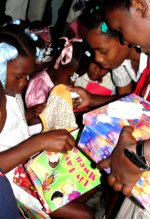 Torbeck Wesleyan church children receive their Make Jesus Smile shoeboxes