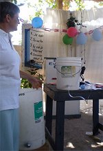 Seen here Jenny Tryhane, from Barbados teaching on hygiene and water safety.