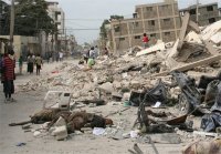 Seen here dead bodies on the streats of Port au Prince.