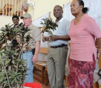 Pastor Janel joined the team in Bon Repos at the Yolanda Thervil Foundation to assist with the Sawyer Point One Water filter distribution 