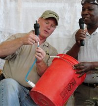 Pastor Janel joined the team in Bon Repos at the Yolanda Thervil Foundation to assist with the Sawyer Point One Water filter distribution 