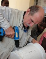 Seen here Don Warren the founder in Haiti immediately after the Haiti earthquake distributing Sawyer Point One Water Filters in the Yolanda Thervil Foundation.