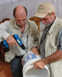 Danny Warren, the founder of One Village Planet joined the team in Bon Repos at the Yolanda Thervil Foundation to assist with the Sawyer Point One Water filter distribution 