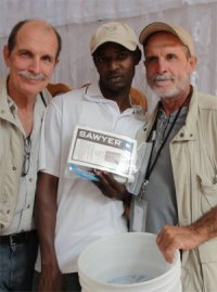 Seen here Don Warren the founder in Haiti immediately after the Haiti distributing Sawyer Point One Water Filters in the Yolanda Thervil Foundation.