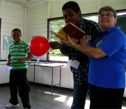 The students were trained using visual aids and drama.