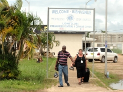 The little dug out canoe that took the team over from Suriname to French Guyana 