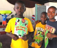 Thanks to the Bible Society of Haiti that donated these wonderful bright colored books 