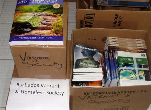 Love Packages donated to Mount Zion Missin International church for the Vagrant Society Barbaods