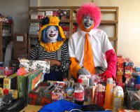 Annie the Clown and Hopie at the warehouse