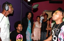 Recording the chorus of The Orphan's Cry.