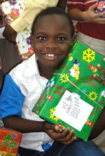 Abundant Life Assembly Sunday School with shoe boxes packed for the children of Haiti.