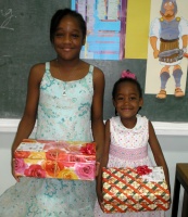 Abundant Life Assembly Sunday School with shoe boxes packed for the children of Haiti.