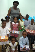 Abundant Life Assembly Sunday School with shoe boxes packed for the children of Haiti.