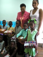 Abundant Life Assembly Sunday School with shoe boxes packed for the children of Haiti.