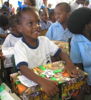 Society Primary received decorated shoeboxes filled with toys and other goodies from the United Caribbean Trust