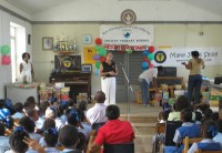 f Society Primary received decorated shoeboxes filled with toys and other goodies from the United Caribbean Trust